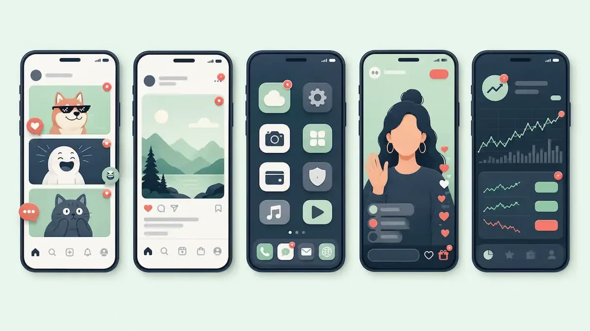 Social-media levels: posts, influencers, apps, memes, and modern clues